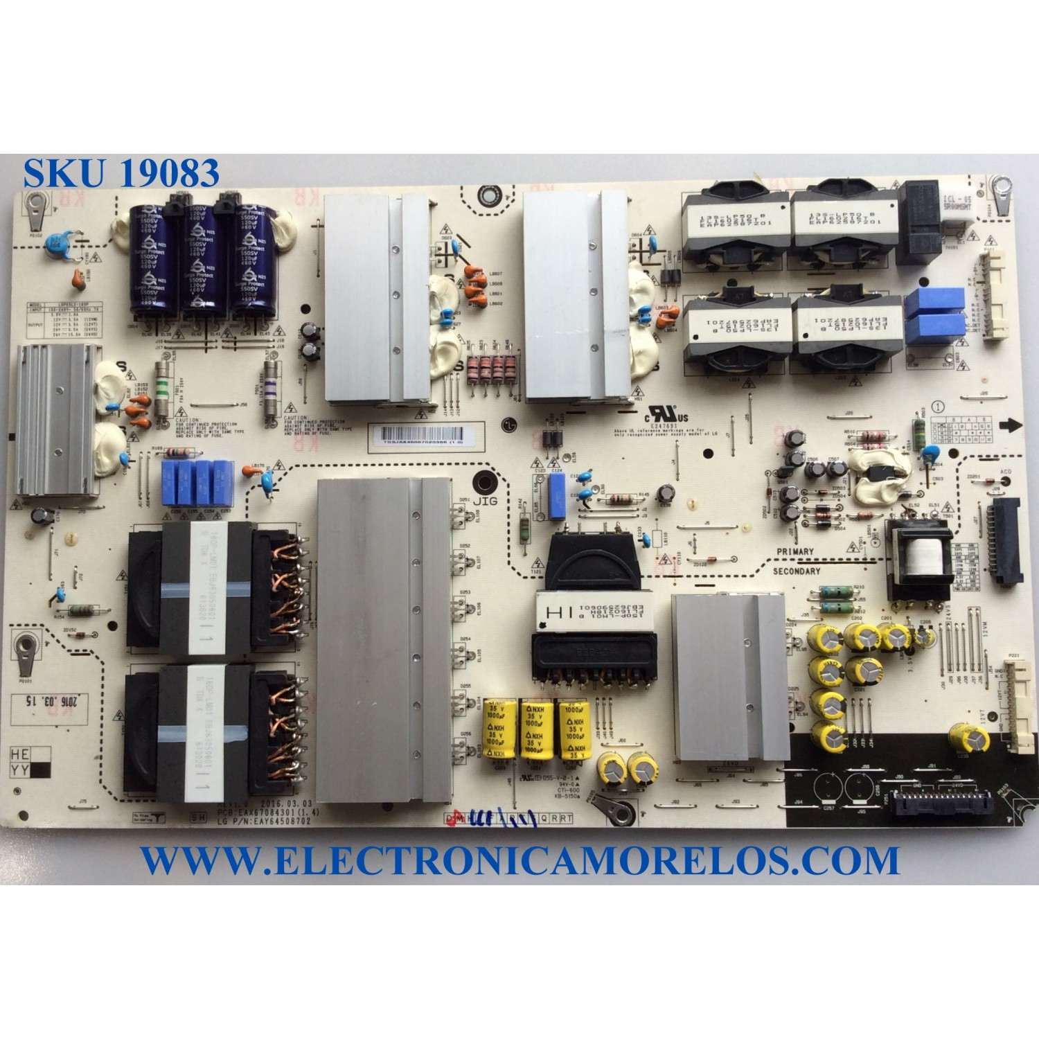 FUENTE DE PODER / LG OLED EAY64508702 / EAX67084301 (1.4) / EAX67084301 / 64508702 / LGP65L2-160P / PANEL LC650LQD (GJ) (P1) / MODELOS OLED65C6P-U.BUSWLJR / OLED65C6P